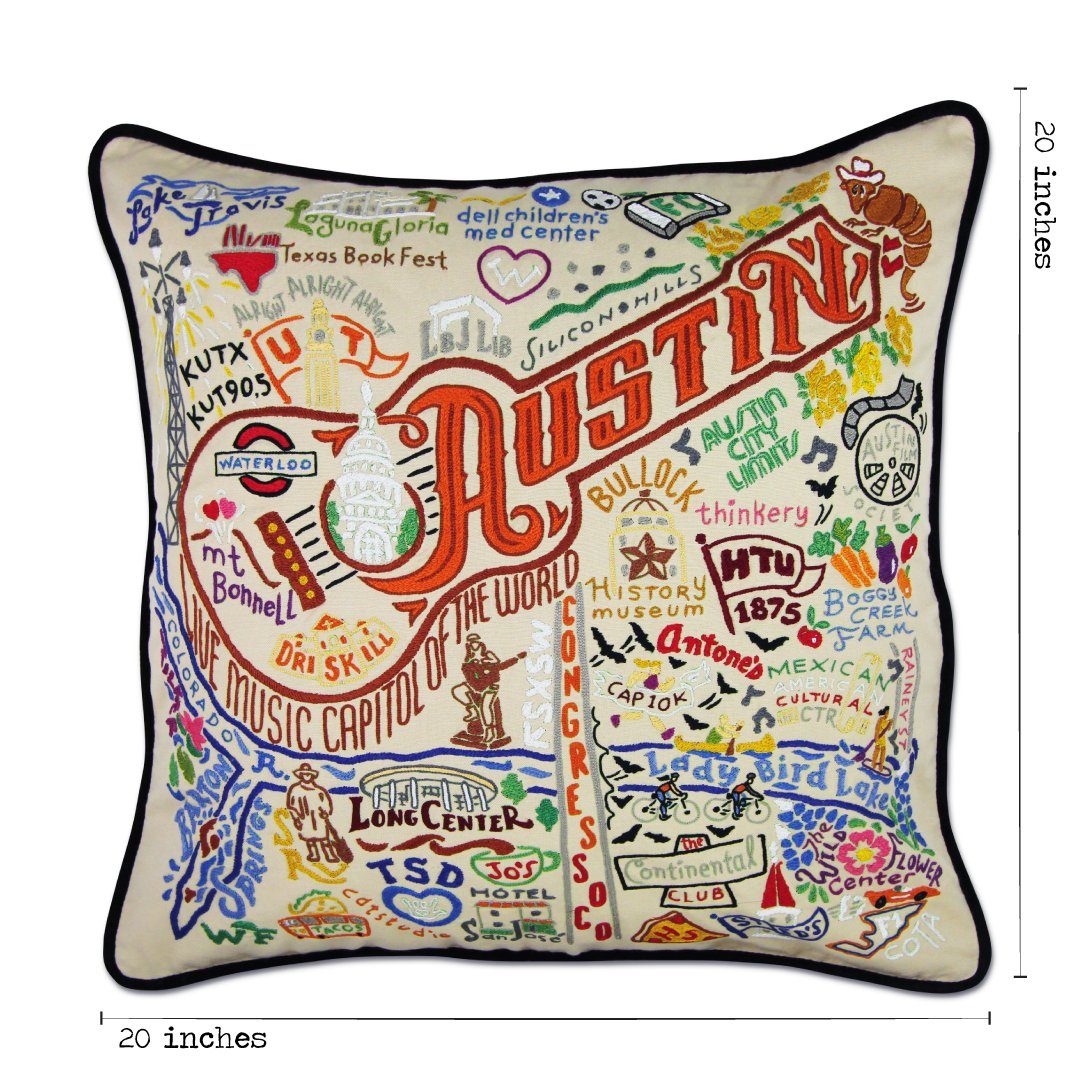 Austin Hand-Embroidered Pillow | Texas Collection by catstudio – catstudio