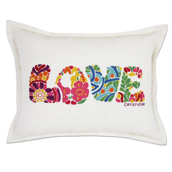 Catstudio Love Letters Hand Embroidered Pillow Bright