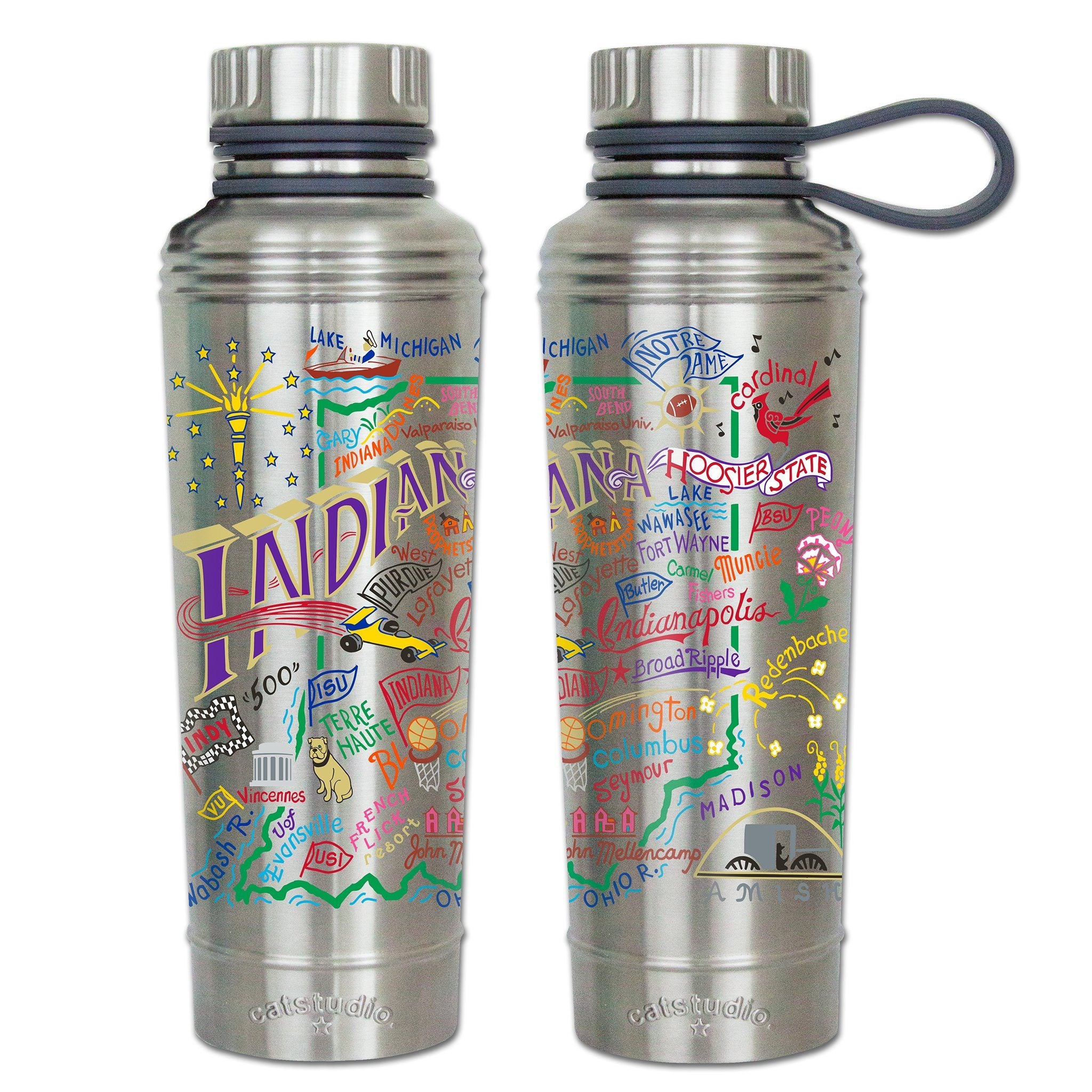 Indiana Thermal Bottle  Geography Collection by catstudio – catstudio