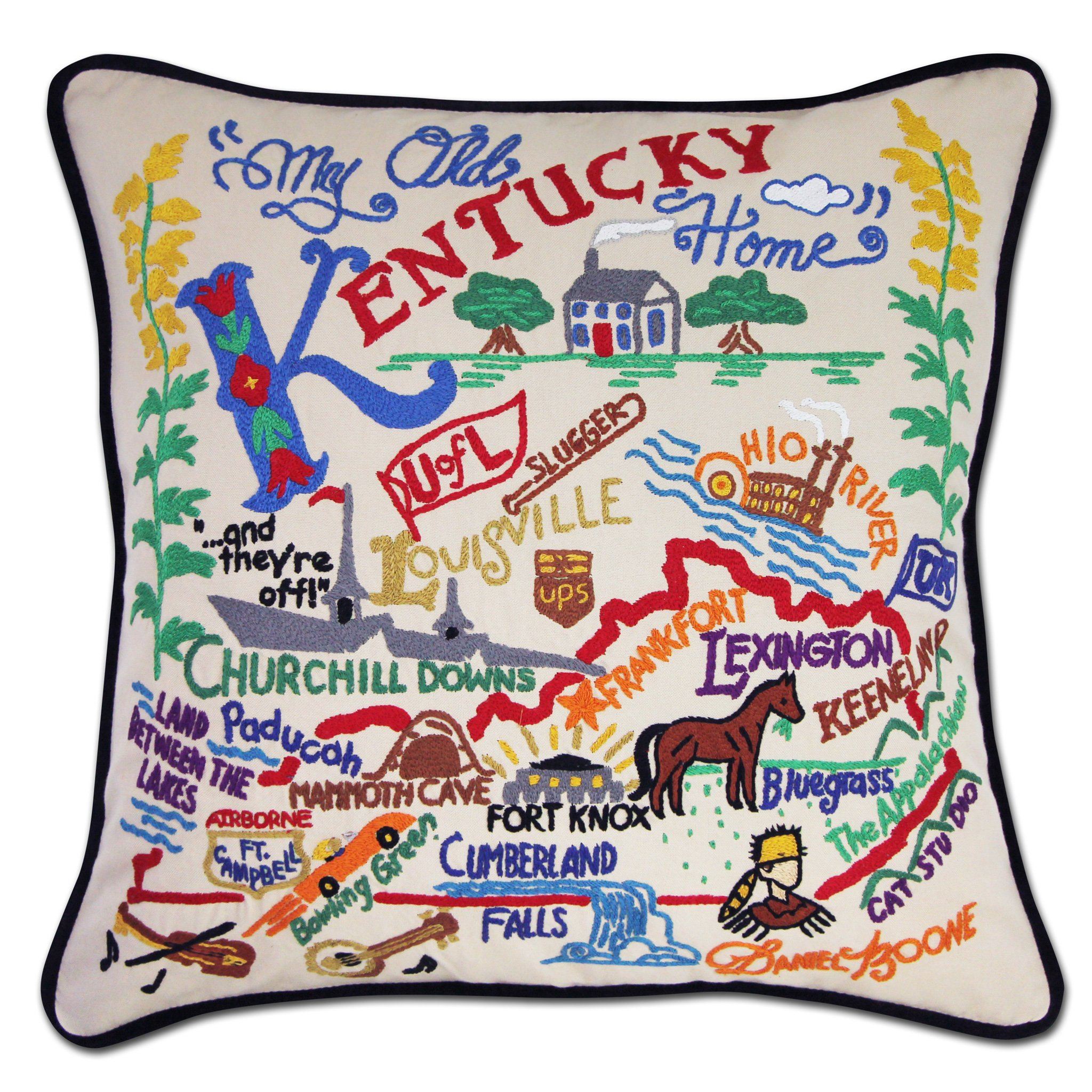 Kentucky Hand-Embroidered Pillow | State Collection by catstudio ...