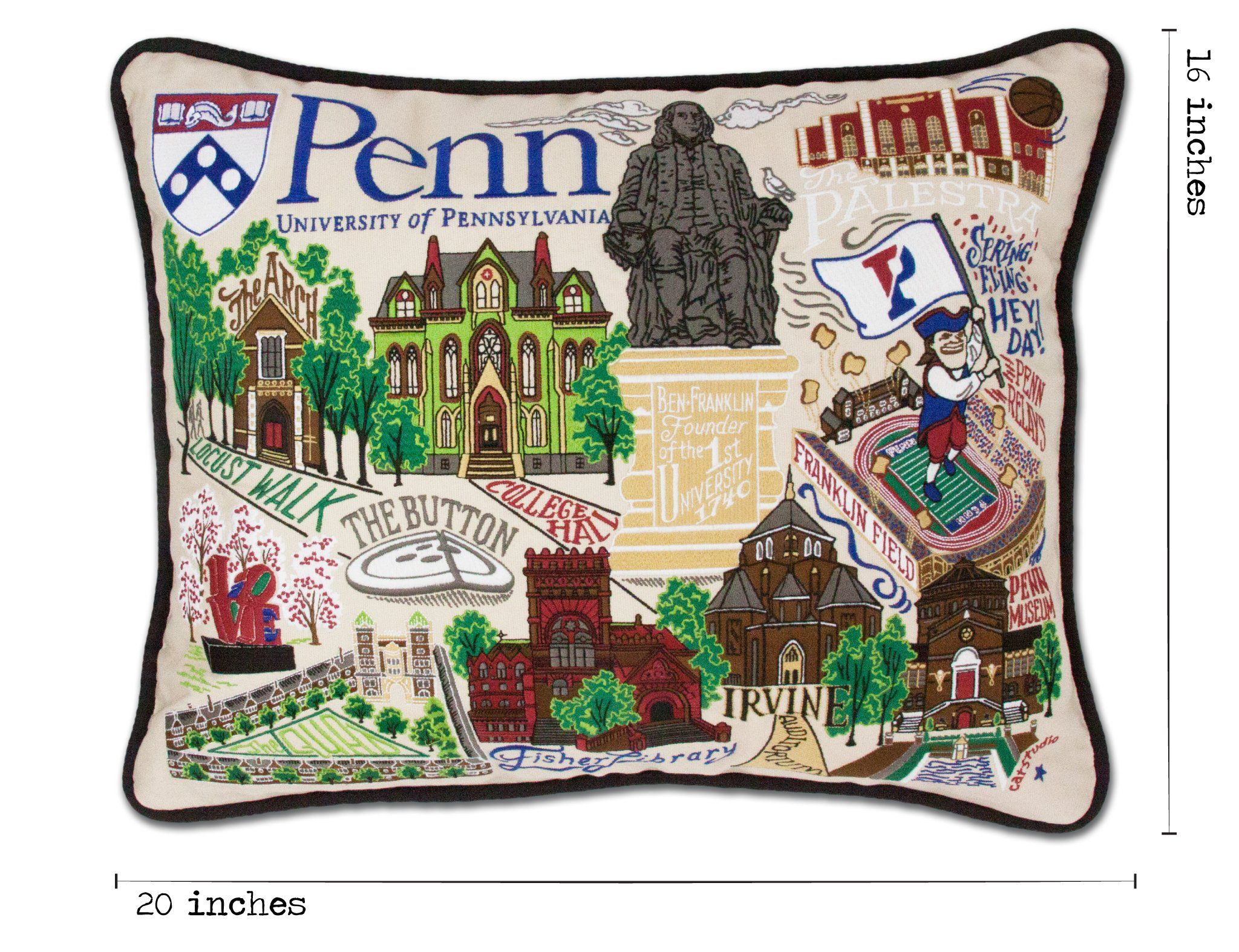 Embroidered State Map Pillow Pennsylvania store