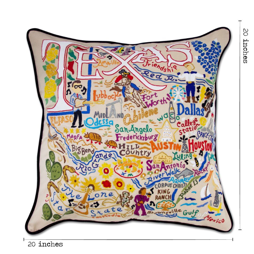 Texas Hand-Embroidered Pillow | State Collection by catstudio – catstudio