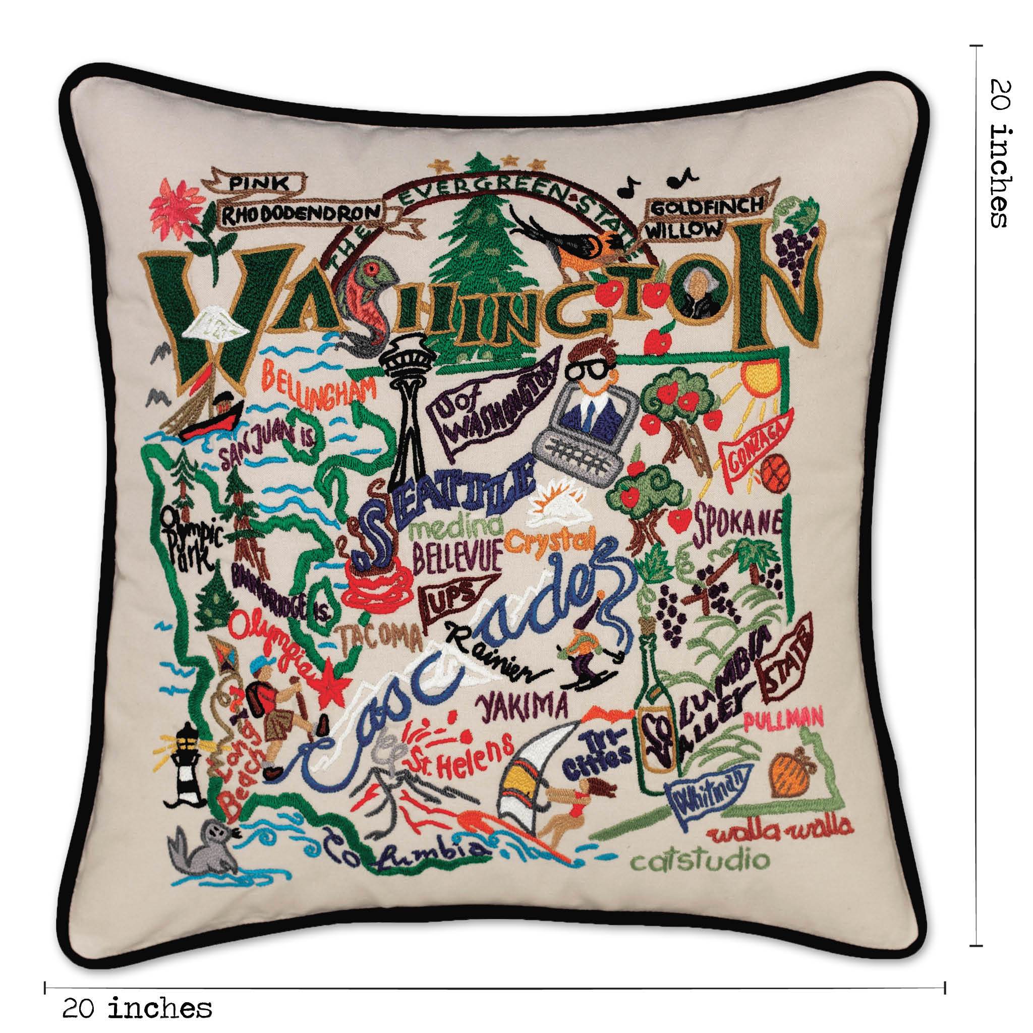 Washington Hand Embroidered Pillow State Collection by catstudio catstudio